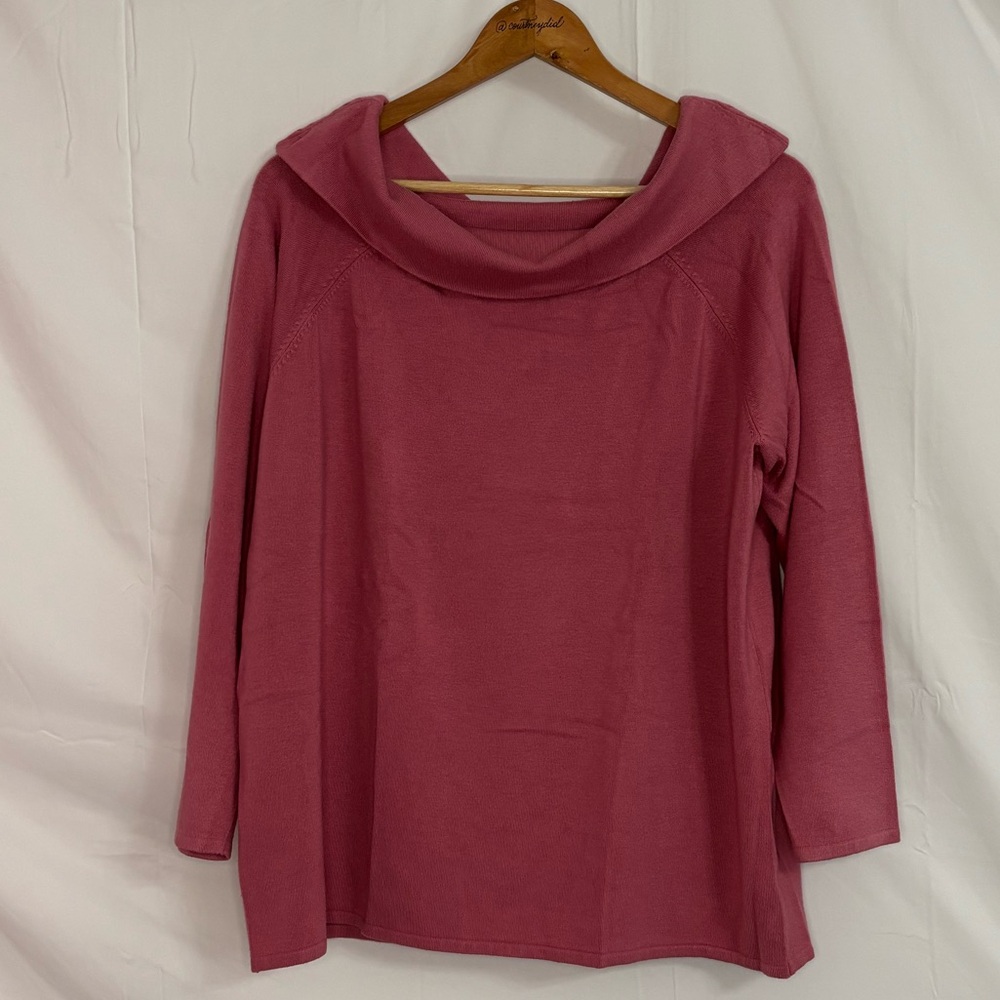 Hampshire Studio Medium Pink Cowl Neck Sweater in Size 2X